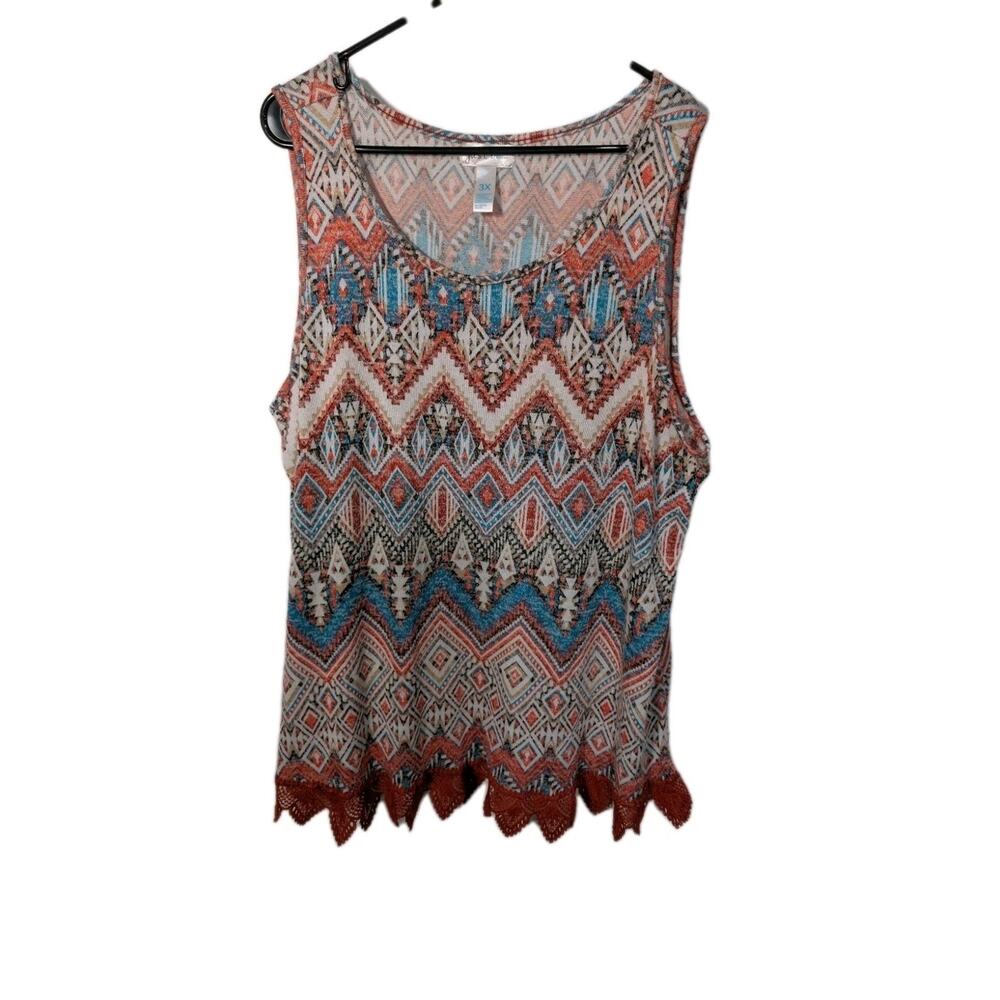 Just Be Blouse Tank Top Shirt Women's • Aztec Plus Size 3X Artsy Colorful Boho